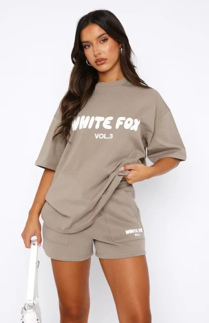 White Fox Off Stage Oversized Tee Fawn