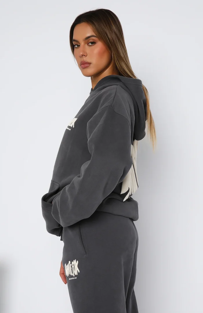 White Fox Oversized Hoodie-Ash