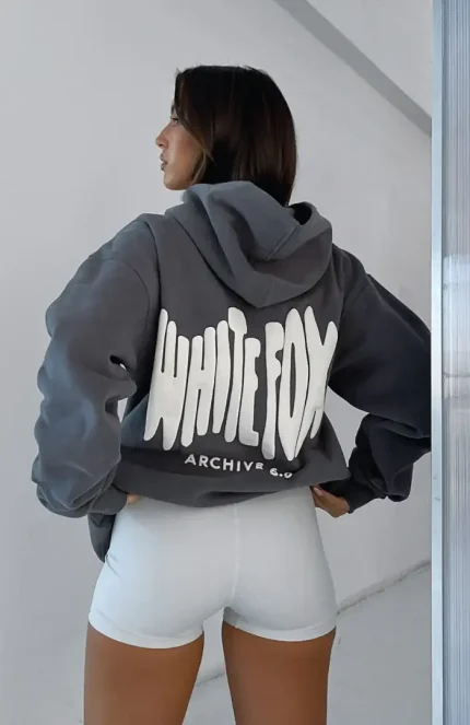 White Fox Oversized Hoodie-Ash