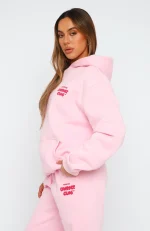 White Fox Oversized Pink Hoodie