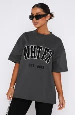 White Fox Give It Away Oversized Tee Charcoal