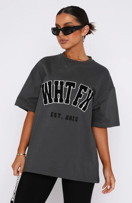 White Fox Give It Away Oversized Tee Charcoal