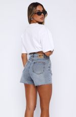 White Fox Sweet Serenity Denim Shorts Mid Blue