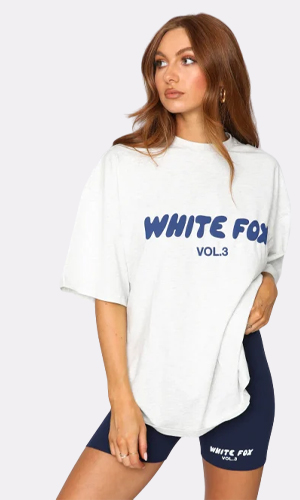 White Fox Offstage Oversized T-Shirt Mineral White